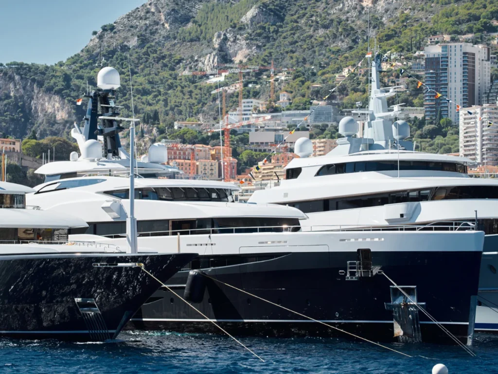 Huge luxury yachts in Monaco